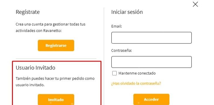 Pedido como invitado a la velocidad del rayo