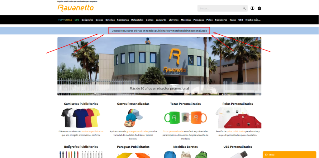 Hacemos click al banner azul para acceder a la sección de ofertas