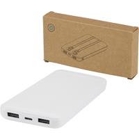 Batería externa de plástico reciclado de 10 000 mAh y 10 W con 2 cables integrados Adhil