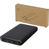 Batería externa de plástico reciclado de 10 000 mAh y 10 W con 2 cables integrados Adhil