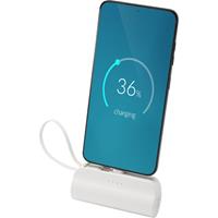 Batería externa tipo-C de plástico reciclado de 5000 mAh y 10 W con soporte abatible incorporado y cable 2 en 1 Alnair