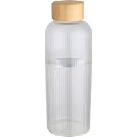 Botella de 650 ml de vidrio borosilicato de pared simple con tapa de bambú "Mirage"
