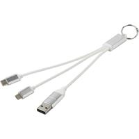 Cable de carga 4 en 1 de aluminio reciclado con llavero "Metal"