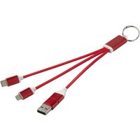 Cable de carga 4 en 1 de aluminio reciclado con llavero "Metal"