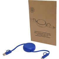Cable retráctil 5 en 1 de 100 cm de plástico reciclado y aluminio para sincronización de datos y carga rápida de 45 W "Alasia