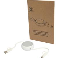 Cable retráctil 5 en 1 de 100 cm de plástico reciclado y aluminio para sincronización de datos y carga rápida de 45 W "Alasia