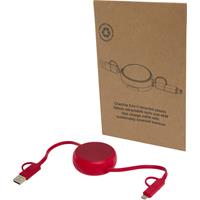 Cable retráctil 5 en 1 de 100 cm de plástico reciclado y aluminio para sincronización de datos y carga rápida de 45 W "Alasia