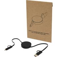 Cable retráctil 5 en 1 de plástico reciclado de 90 cm para sincronización de datos y carga rápida de 40 W "Citala"