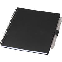 Juego de libreta de tapa blanda y bolígrafo de plástico reciclado (tinta azul) "Niove"
