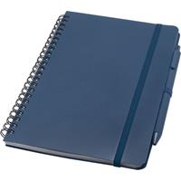Libreta de tapa dura A5 de plástico procedente del océano con bolígrafo "Thalaasa" (tinta negra)