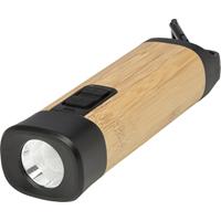 Linterna de plástico reciclado con mosquetón de bambú/RCS "Kuma"