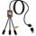 Cable de carga de 40 W 5 en 1 de PET reciclado con logo retroiluminado y estuche cuadrado de madera "SCX.design C38"