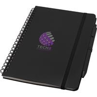 Libreta de tapa dura A5 de plástico procedente del océano con bolígrafo "Thalaasa" (tinta negra)