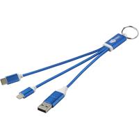 Cable de carga 4 en 1 de aluminio reciclado con llavero "Metal"