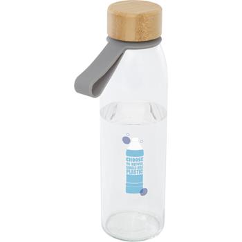 Botella de cristal de 500 ml con asa de silicona y tapa de bambú Porto
