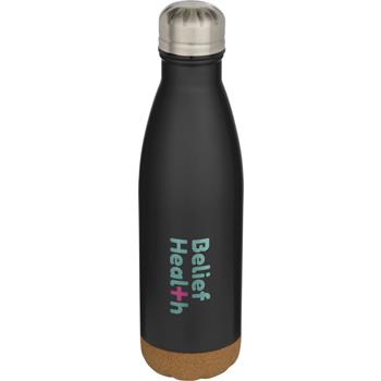 Botella de 500 ml de acero inoxidable con aislamiento y doble pared con detalles de corcho Cove