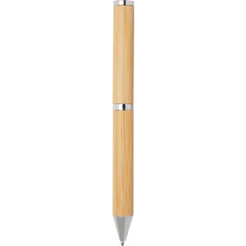 Set de regalo de bolígrafo y rollerball de bambú "Apolys" (tinta negra)