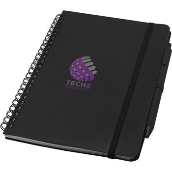 Libreta de tapa dura A5 de plástico procedente del océano con bolígrafo "Thalaasa" (tinta negra)