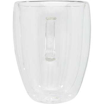 Dos tazas de vidrio de doble pared de 350 ml con posavasos de bambú Manti