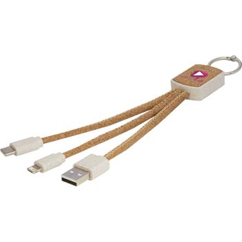 Cable de carga 3 en 1 de paja de trigo y corcho "Bates"