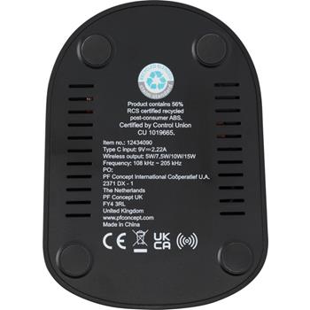 Base de carga inalámbrica con doble bobina de 15W en plástico reciclado con certificación RCS "Loop"