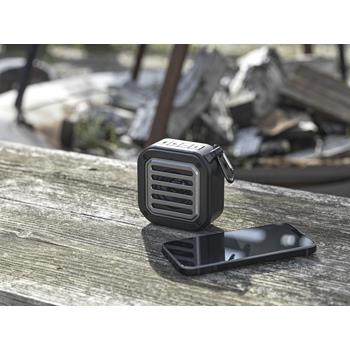 Altavoz solar Bluetooth IPX5 de 3W con mosquetón en plástico reciclado con certificación RCS Solo