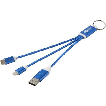 Cable de carga 4 en 1 de aluminio reciclado con llavero "Metal"
