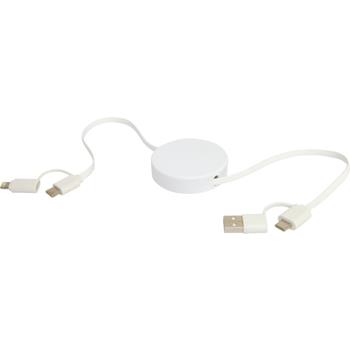 Cable retráctil 5 en 1 de plástico reciclado de 90 cm para sincronización de datos y carga rápida de 40 W "Citala"