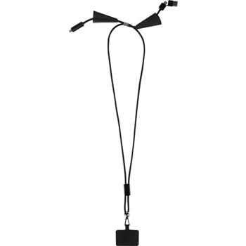 Lanyard de plástico reciclado para smartphone con sincronización de datos integrada y cable 5 en 1 de carga rápida de 100 W "