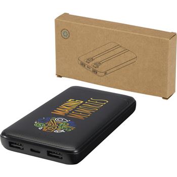 Batería externa de plástico reciclado de 10 000 mAh y 10 W con 2 cables integrados Adhil