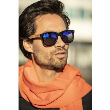 Gafas de sol polarizadas con cristal de espejo de PET reciclado/madera en caja de regalo "Hiru"