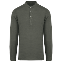 Camisa cuello mao efecto lavado de lino hombre
