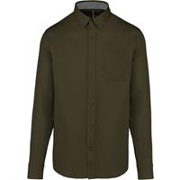 Camisa de algodón nevada de manga larga para hombre