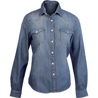 Camisa denim manga larga mujer