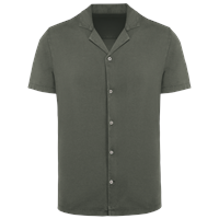 Camisa ecorresponsable efecto lavado de punto jersey manga corta con cuello bowling hombre