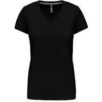 Camiseta de manga cota y cuello de pico mujer