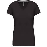 Camiseta de manga cota y cuello de pico mujer