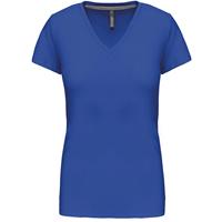 Camiseta de manga cota y cuello de pico mujer