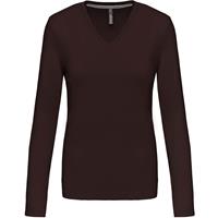 Camiseta manga larga y cuello de pico mujer