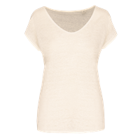 Camiseta lino cuello redondo mujer