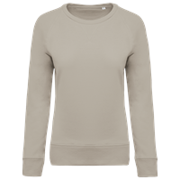 Sudadera algodón orgánico con cuello redondo y mangas raglan de mujer