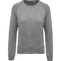 Sudadera algodón orgánico con cuello redondo y mangas raglan de mujer