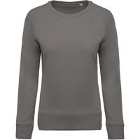 Sudadera algodón orgánico con cuello redondo y mangas raglan de mujer