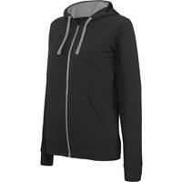 Sudadera capucha y cremallera contrastada mujer