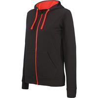 Sudadera capucha y cremallera contrastada mujer