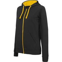 Sudadera capucha y cremallera contrastada mujer