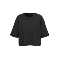 Sudadera crop cuello redondo y manga corta mujer
