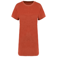 Vestido tipo camiseta ecorresponsable de rizo y hombros caídos mujer