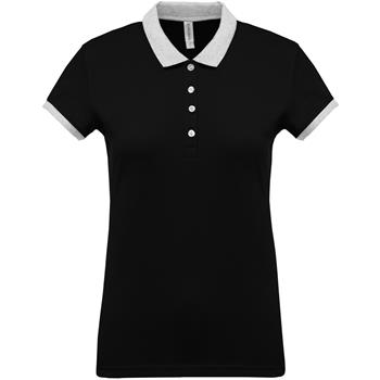 Polo piqué bicolor mujer
