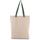 Bolsa shopper tejido canvas con fuelle y asas contrastadas